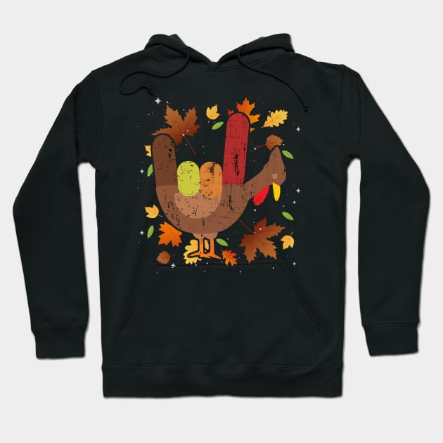 American Sign Language I Love You Thanksgiving Turkey Hoodie by threefngrs